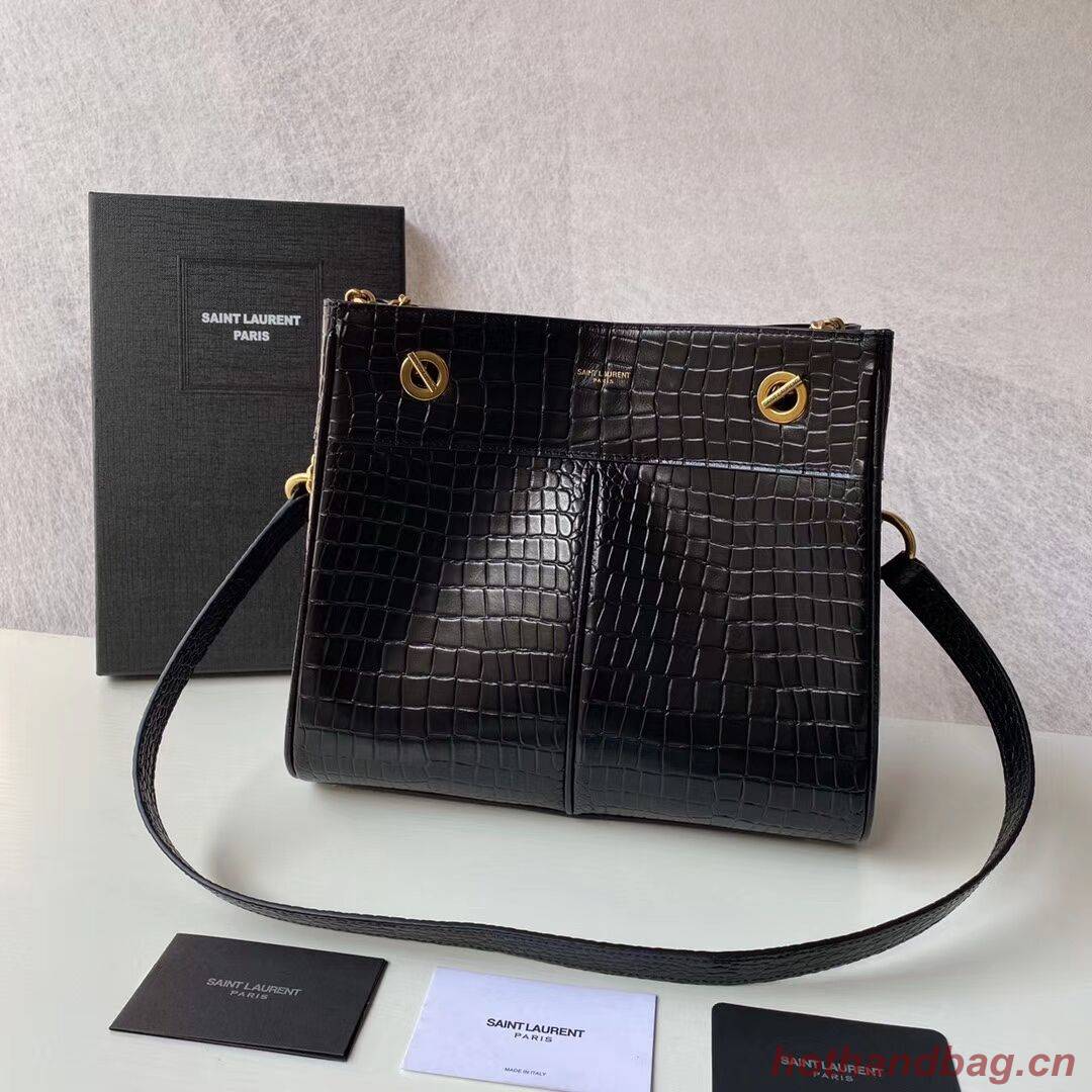 SAINT LAURENT CASSANDRA IN CROCODILE-EMBOSSED SHINY LEATHER Y862028 black SAINT LAURENT CASSANDRA IN CROCODILE-EMBOSSED SHINY LEATHER Y862028 black
