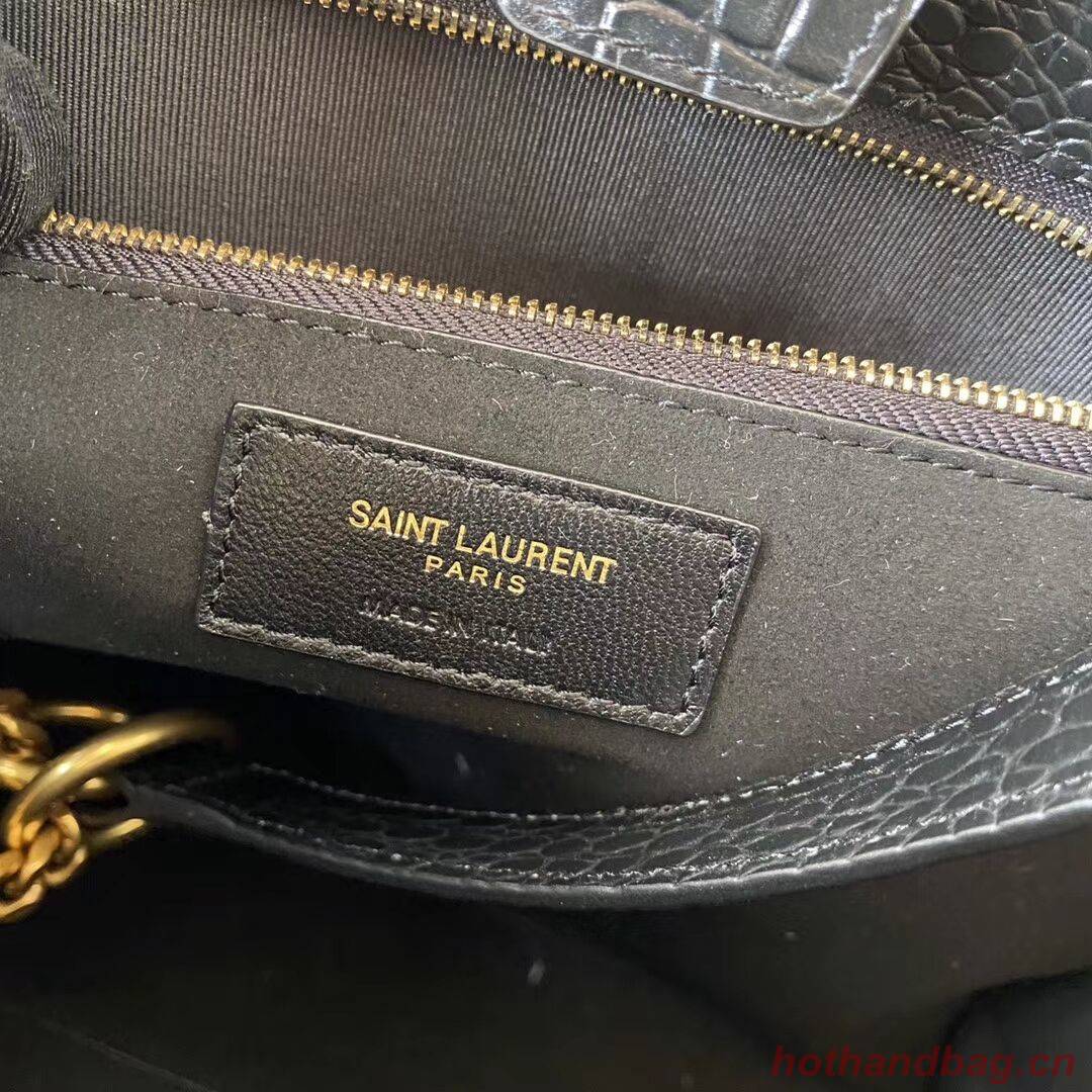 SAINT LAURENT CASSANDRA IN CROCODILE-EMBOSSED SHINY LEATHER Y862028 black SAINT LAURENT CASSANDRA IN CROCODILE-EMBOSSED SHINY LEATHER Y862028 black