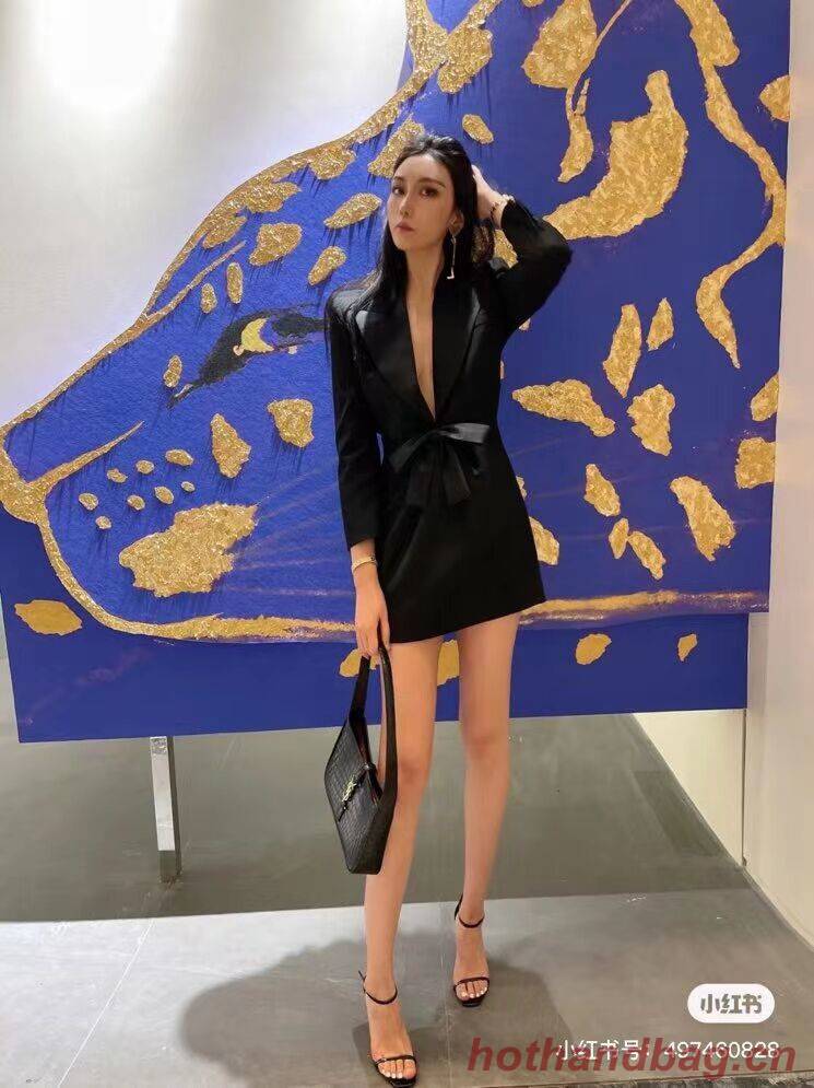 YSL LE 5 A 7 HOBO BAG IN CROCODILE-EMBOSSED SHINY LEATHER Y687228 black YSL LE 5 A 7 HOBO BAG IN CROCODILE-EMBOSSED SHINY LEATHER Y687228 black