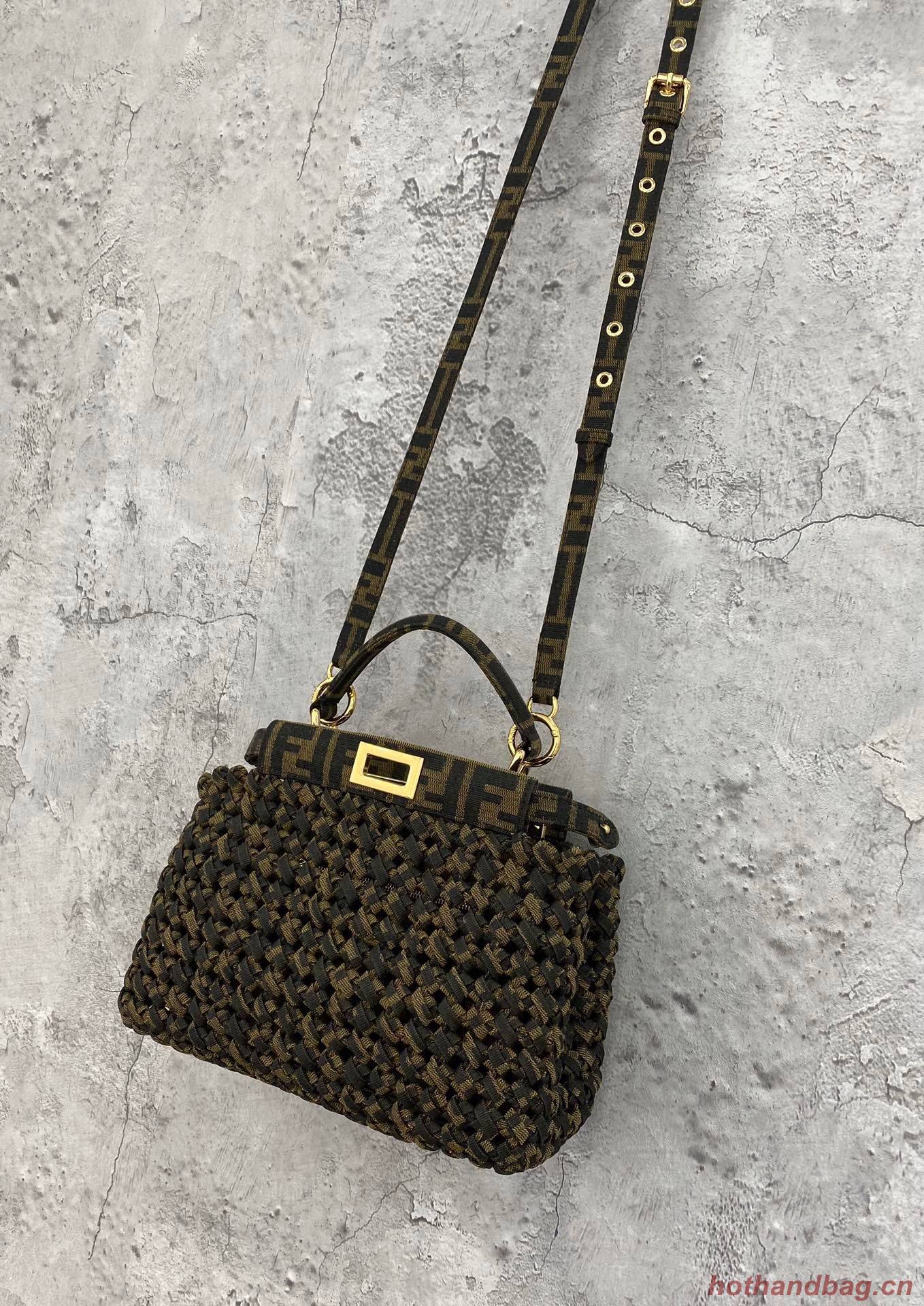 Fendi PEEKABOO ISEEU Weave Bag F4587 Green Fendi PEEKABOO ISEEU Weave Bag F4587 Green