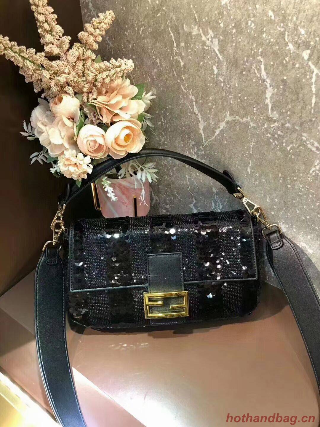 FENDI BAGUETTE Bag Pearl slice F1359 black FENDI BAGUETTE Bag Pearl slice F1359 black