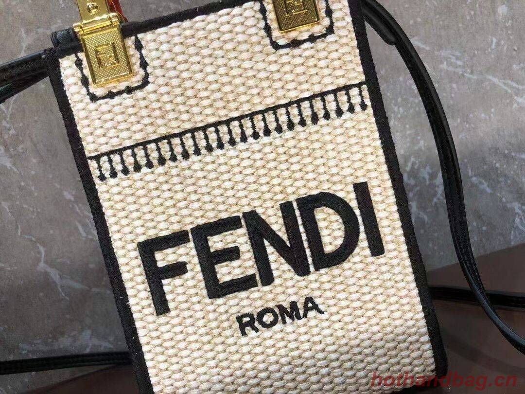 FENDI MINI SUNSHINE SHOPPER Braided straw mini-bag 8BS051 apricot FENDI MINI SUNSHINE SHOPPER Braided straw mini-bag 8BS051 apricot