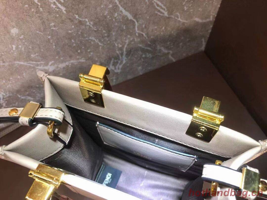 FENDI MINI SUNSHINE SHOPPER leather mini-bag 8BS051ABV grey FENDI MINI SUNSHINE SHOPPER leather mini-bag 8BS051ABV grey