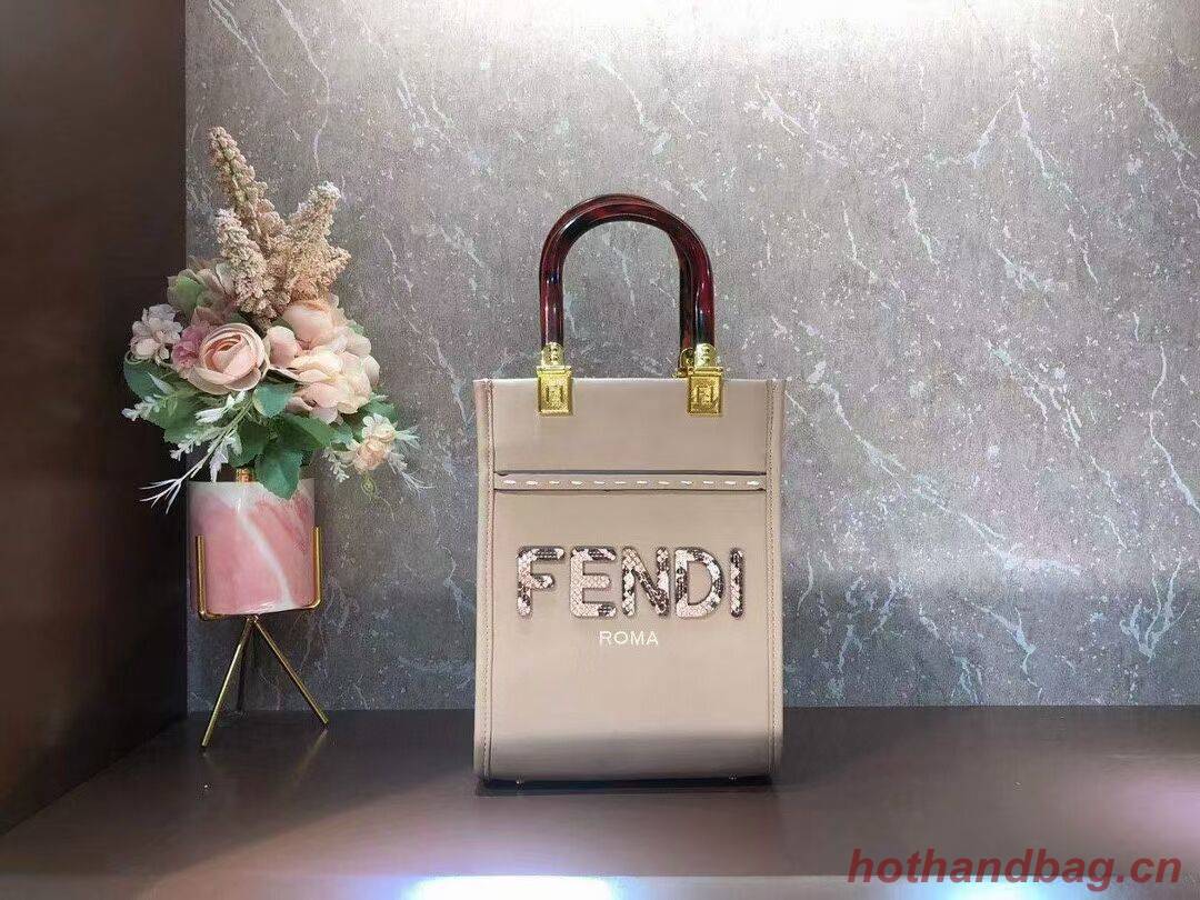 FENDI MINI SUNSHINE SHOPPER leather mini-bag 8BS051ABV grey FENDI MINI SUNSHINE SHOPPER leather mini-bag 8BS051ABV grey