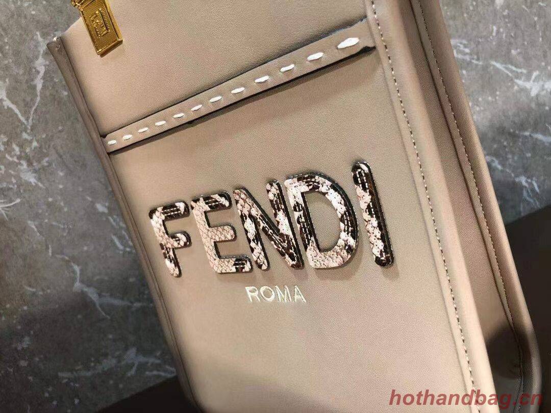 FENDI MINI SUNSHINE SHOPPER leather mini-bag 8BS051ABV grey FENDI MINI SUNSHINE SHOPPER leather mini-bag 8BS051ABV grey