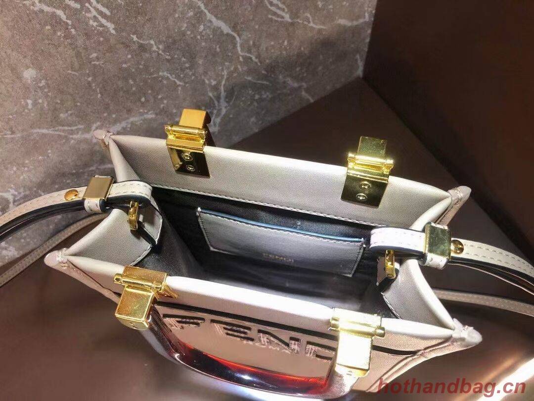 FENDI MINI SUNSHINE SHOPPER leather mini-bag 8BS051ABV grey FENDI MINI SUNSHINE SHOPPER leather mini-bag 8BS051ABV grey