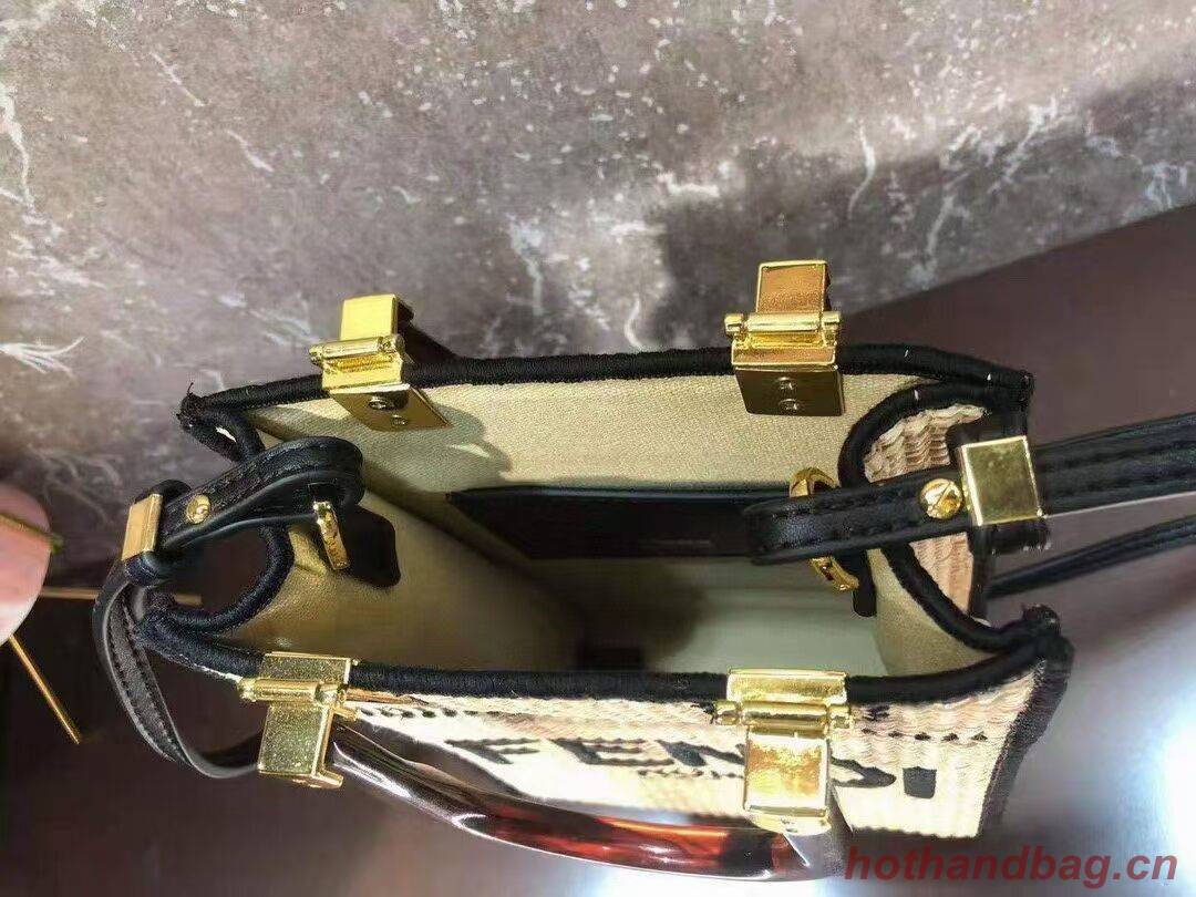 FENDI SUNSHINE SHOPPER Braided straw medium-bag F1620 apricot FENDI SUNSHINE SHOPPER Braided straw medium-bag F1620 apricot