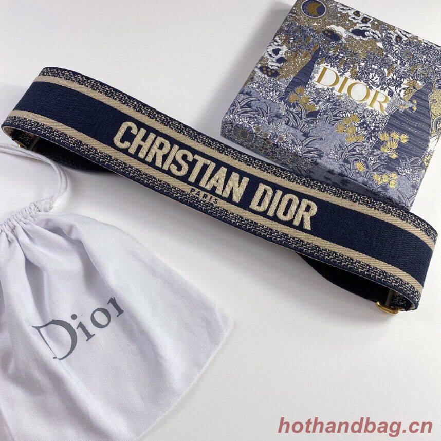 Dior Belt 65 mm Embroidered Canvas M929 Blue & Cream Dior Belt 65 mm Embroidered Canvas M929 Blue & Cream
