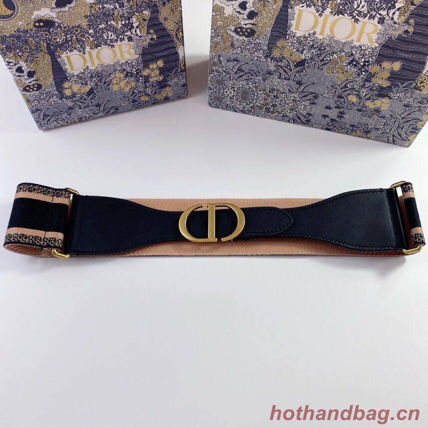 Dior Belt 65 mm Embroidered Canvas M929 Blue & Cream Dior Belt 65 mm Embroidered Canvas M929 Blue & Cream