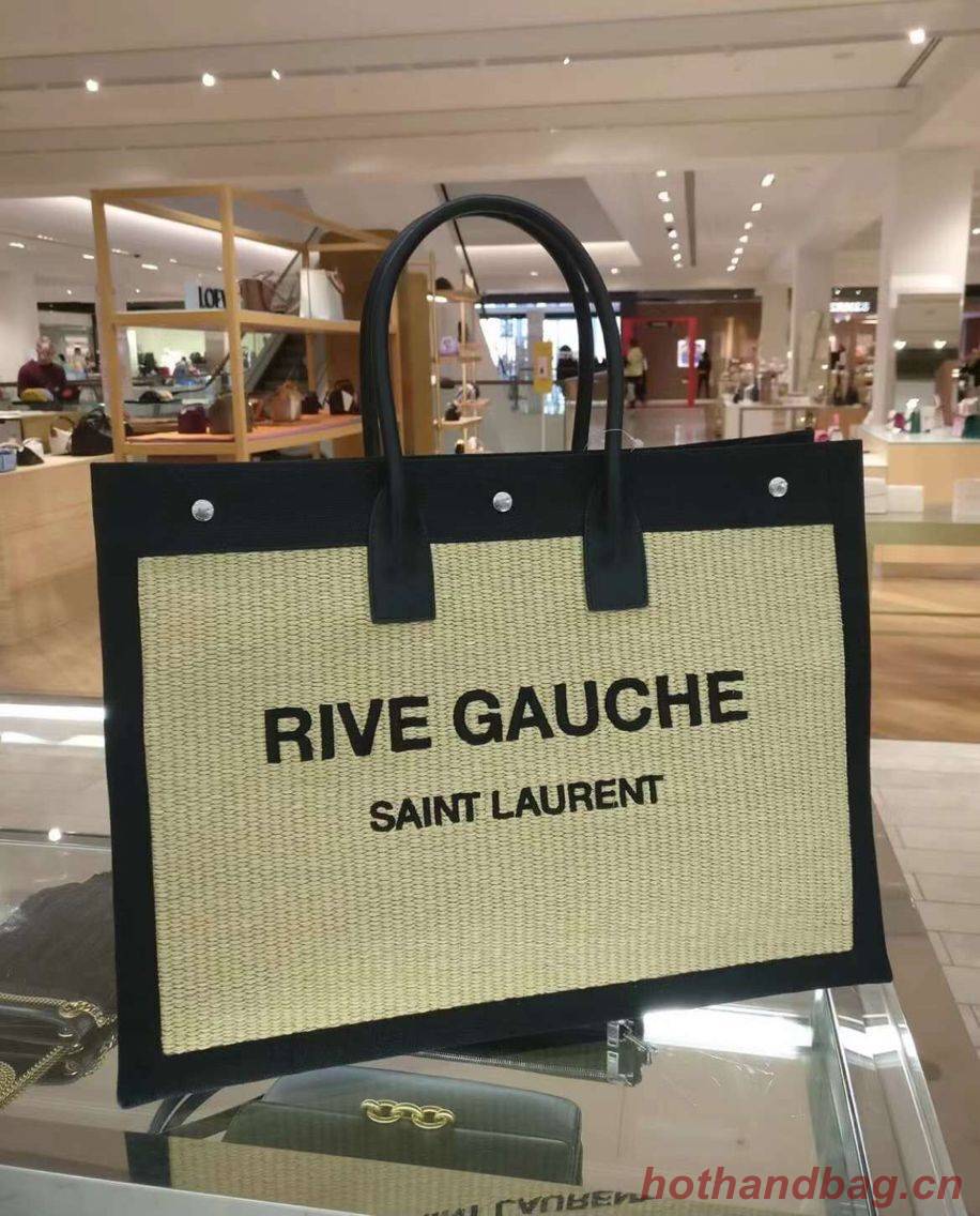 Yves Saint Laurent Tote Book Weave Shopping Bag D23698 Beige