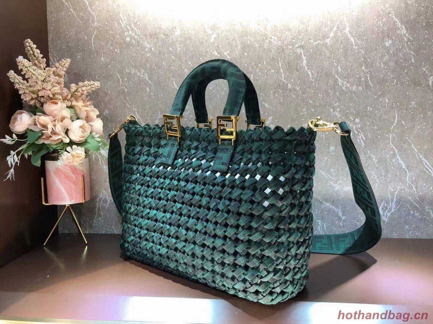 Fendi Weave Bag F6501 blackish green Fendi Weave Bag F6501 blackish green