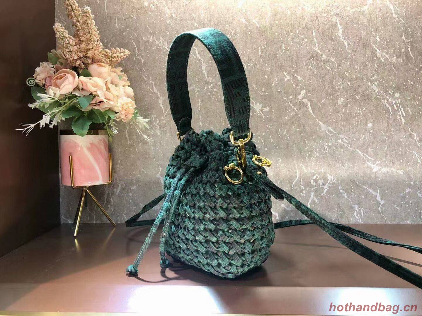 Fendi Weave MON TRESOR mini-bag 8BS010A3 blackish green Fendi Weave MON TRESOR mini-bag 8BS010A3 blackish green
