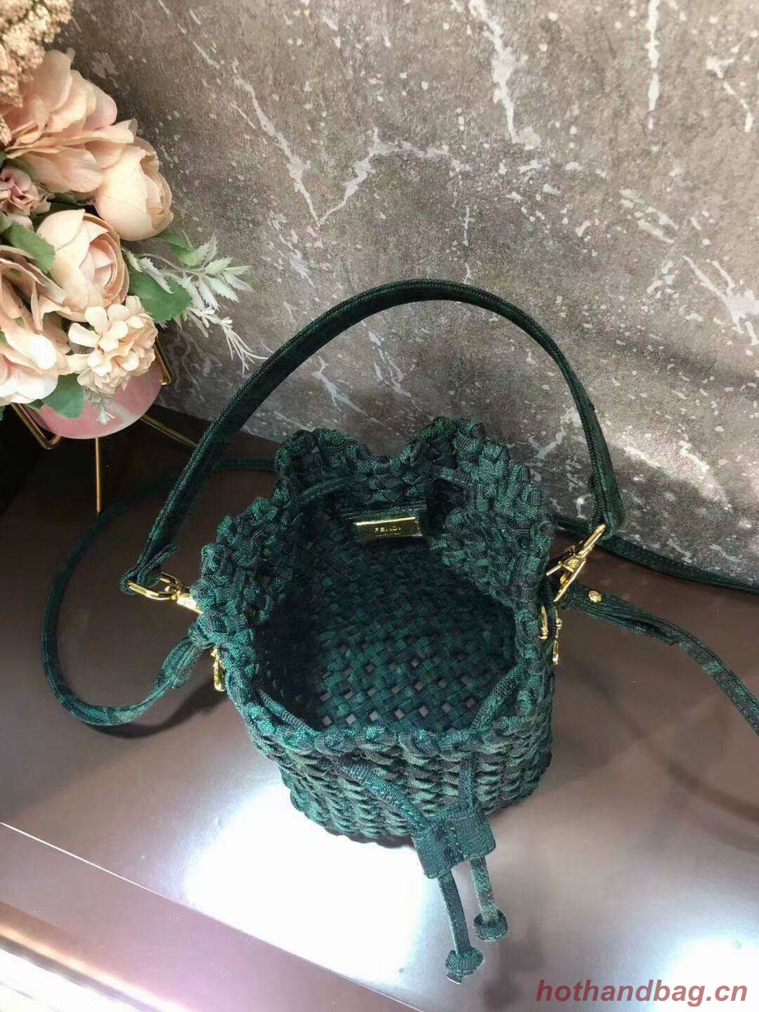 Fendi Weave MON TRESOR mini-bag 8BS010A3 blackish green Fendi Weave MON TRESOR mini-bag 8BS010A3 blackish green