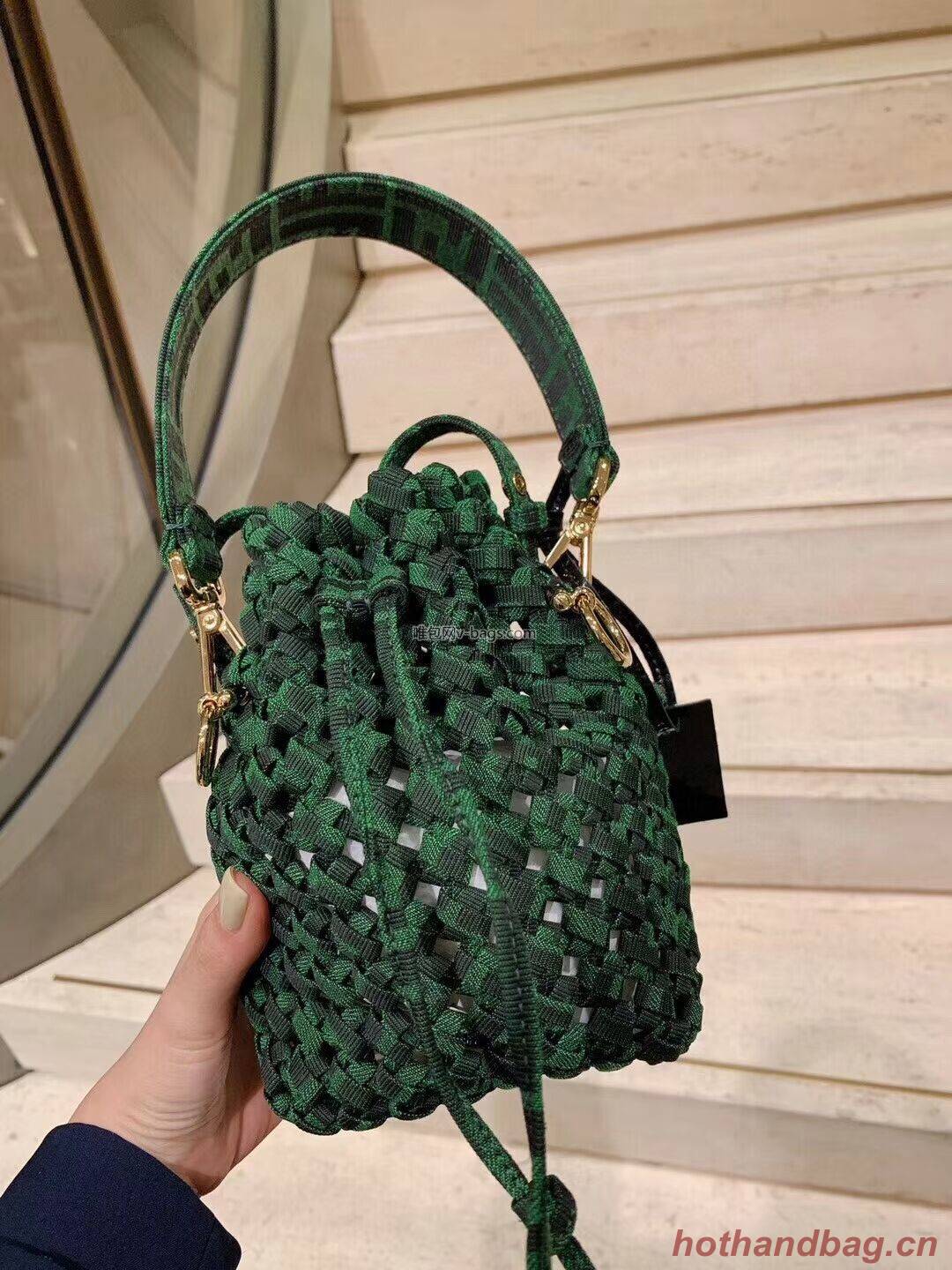 Fendi Weave MON TRESOR mini-bag 8BS010A3 blackish green Fendi Weave MON TRESOR mini-bag 8BS010A3 blackish green