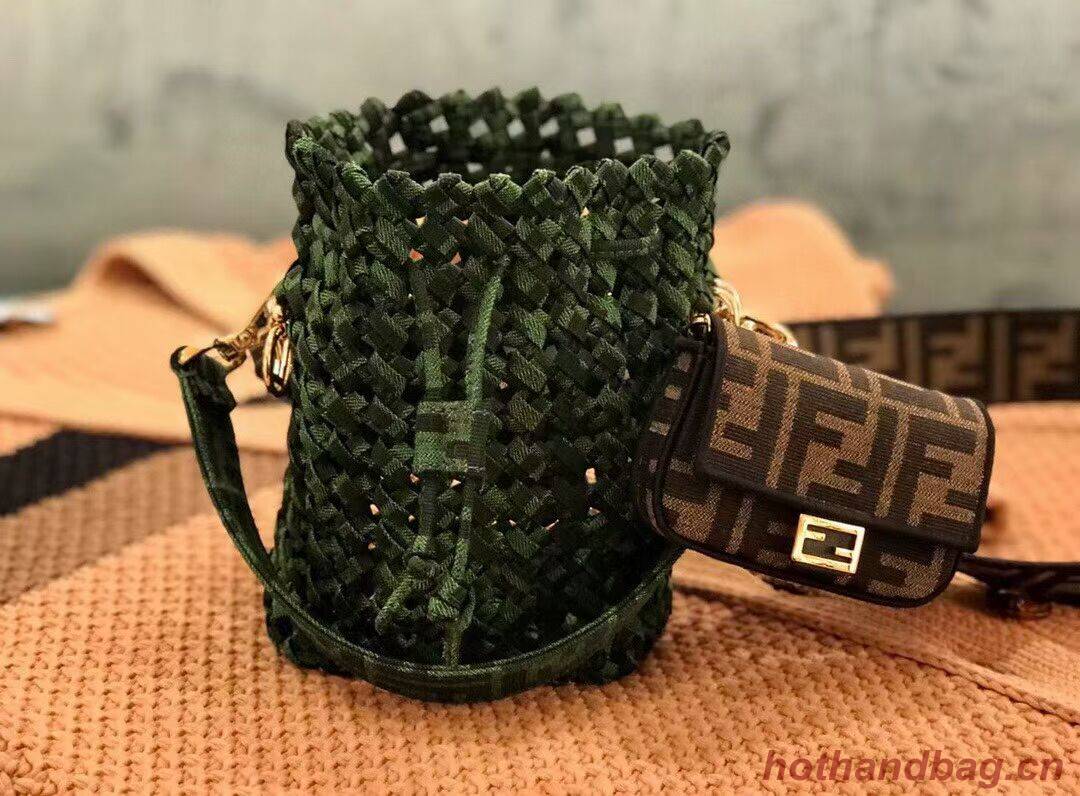 Fendi Weave MON TRESOR mini-bag 8BS010A3 blackish green Fendi Weave MON TRESOR mini-bag 8BS010A3 blackish green