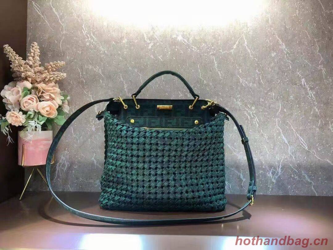 Fendi PEEKABOO X-LITE LARGE green cotton bag 8BN304A Fendi PEEKABOO X-LITE LARGE green cotton bag 8BN304A