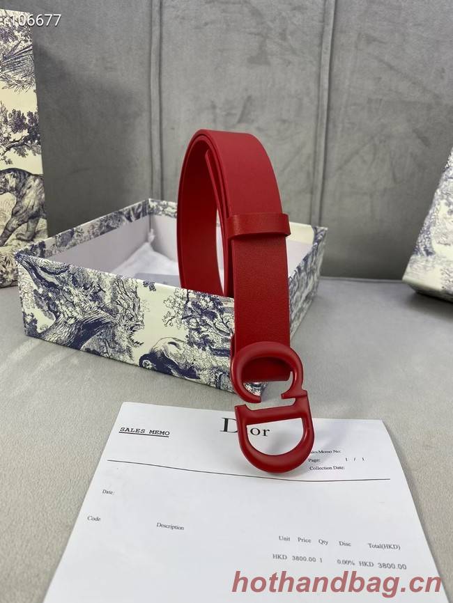DIOR-ID BELT Raspberry Smooth Calfskin 30 MM B0110UM red
