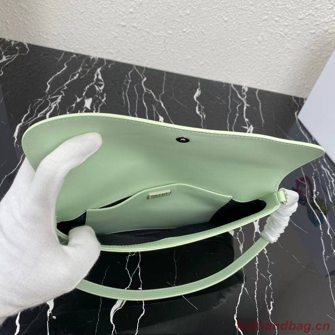 Prada Cleo brushed leather shoulder bag with flap 1BH276 green Prada Cleo brushed leather shoulder bag with flap 1BH276 green