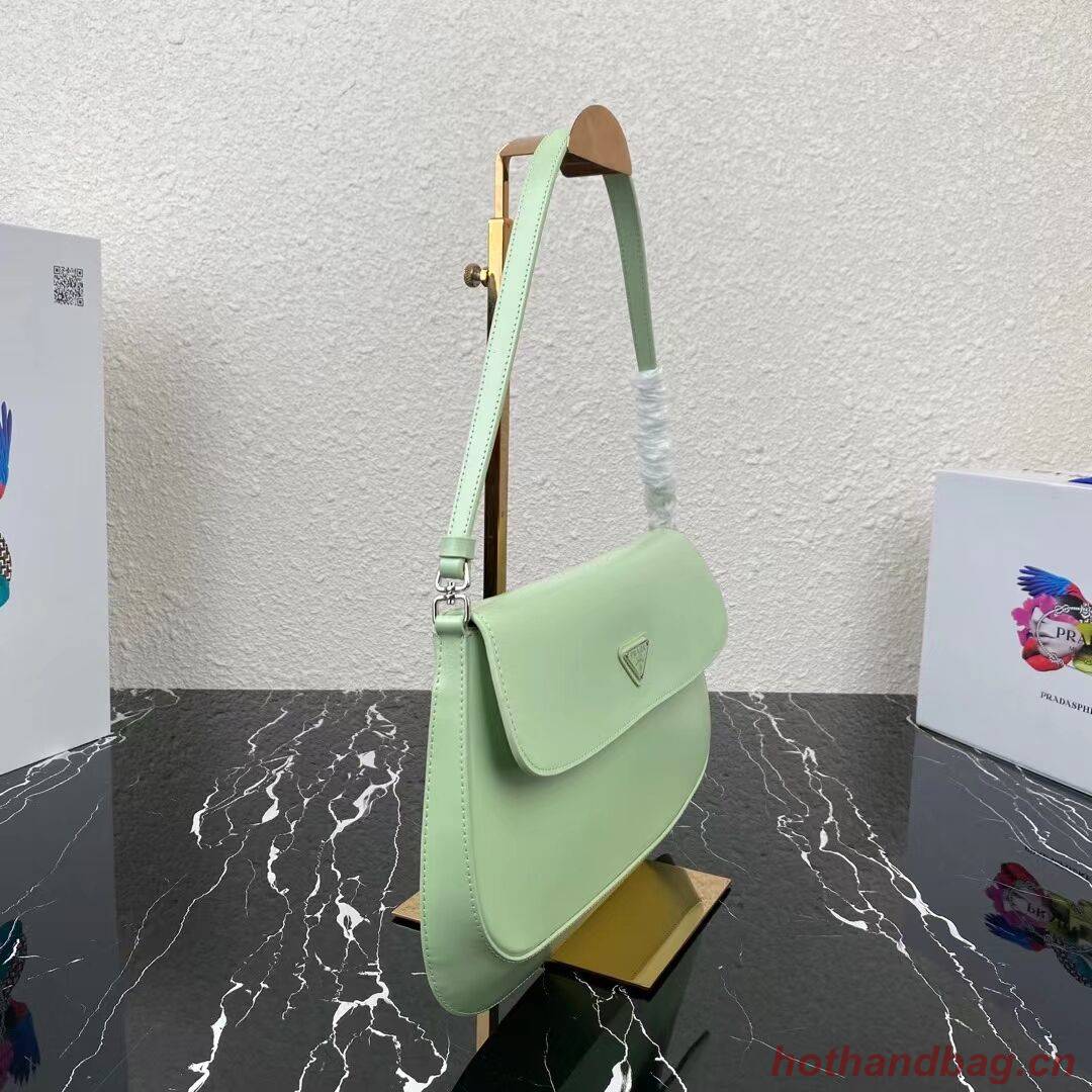 Prada Cleo brushed leather shoulder bag with flap 1BH276 green Prada Cleo brushed leather shoulder bag with flap 1BH276 green