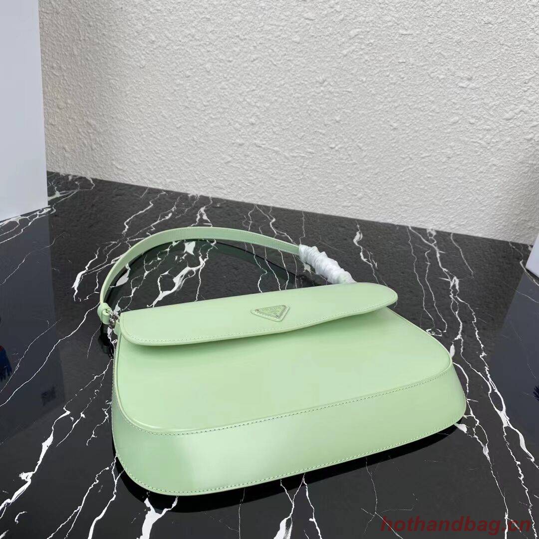 Prada Cleo brushed leather shoulder bag with flap 1BH276 green Prada Cleo brushed leather shoulder bag with flap 1BH276 green