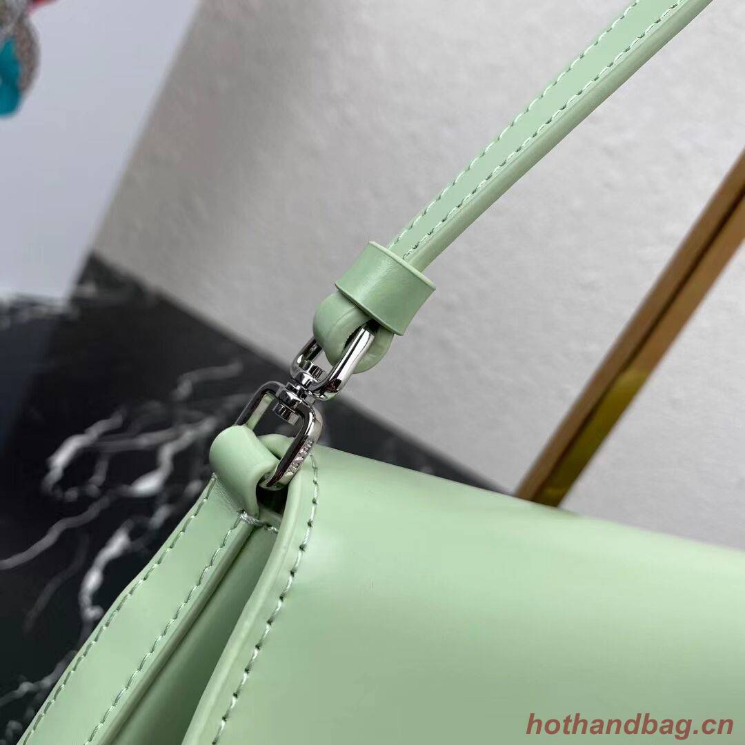 Prada Cleo brushed leather shoulder bag with flap 1BH276 green Prada Cleo brushed leather shoulder bag with flap 1BH276 green