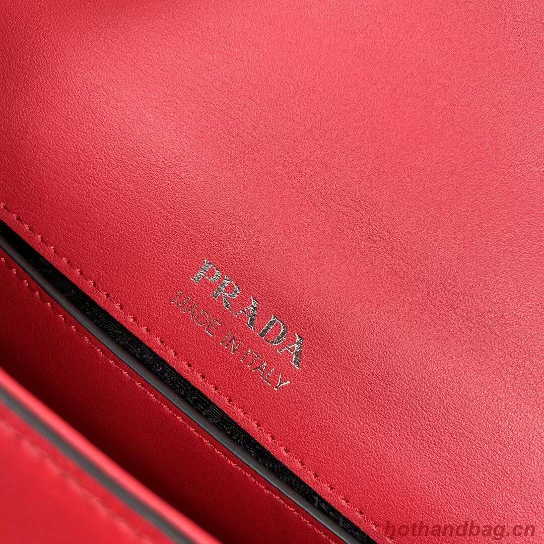 Prada Small brushed leather shoulder bag 1BA263 red Prada Small brushed leather shoulder bag 1BA263 red