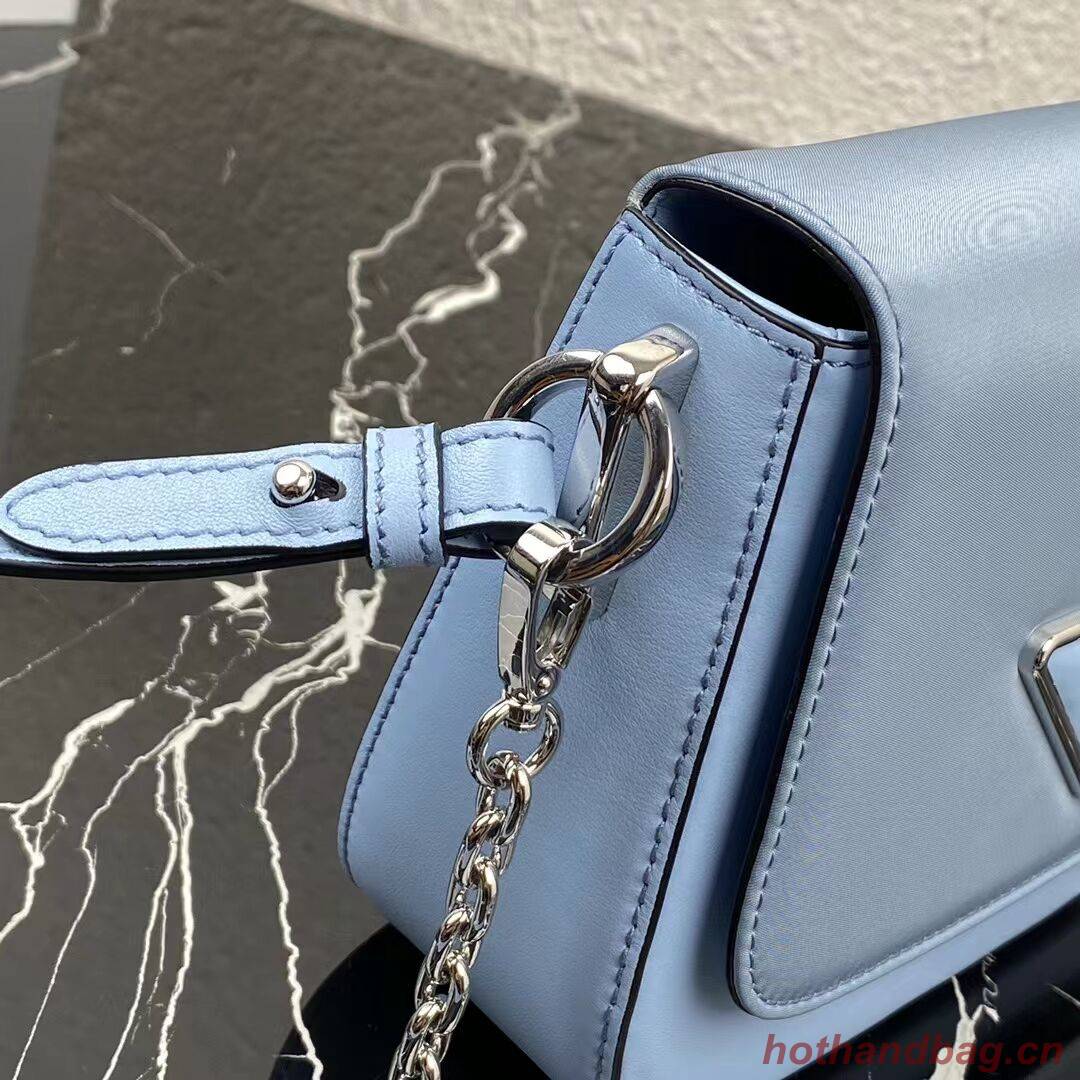 Prada Small brushed leather shoulder bag 1BA263 sky blue Prada Small brushed leather shoulder bag 1BA263 sky blue