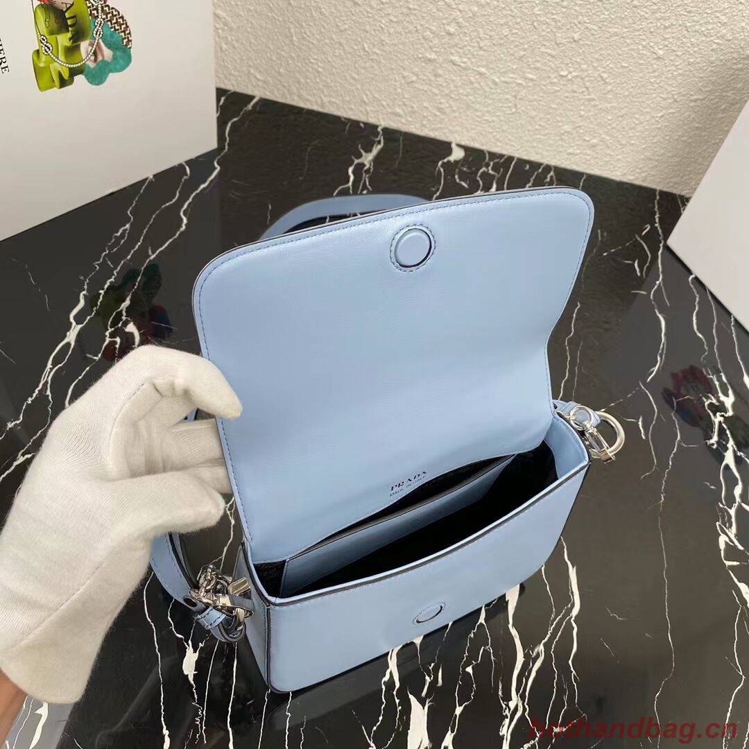 Prada Small brushed leather shoulder bag 1BA263 sky blue Prada Small brushed leather shoulder bag 1BA263 sky blue