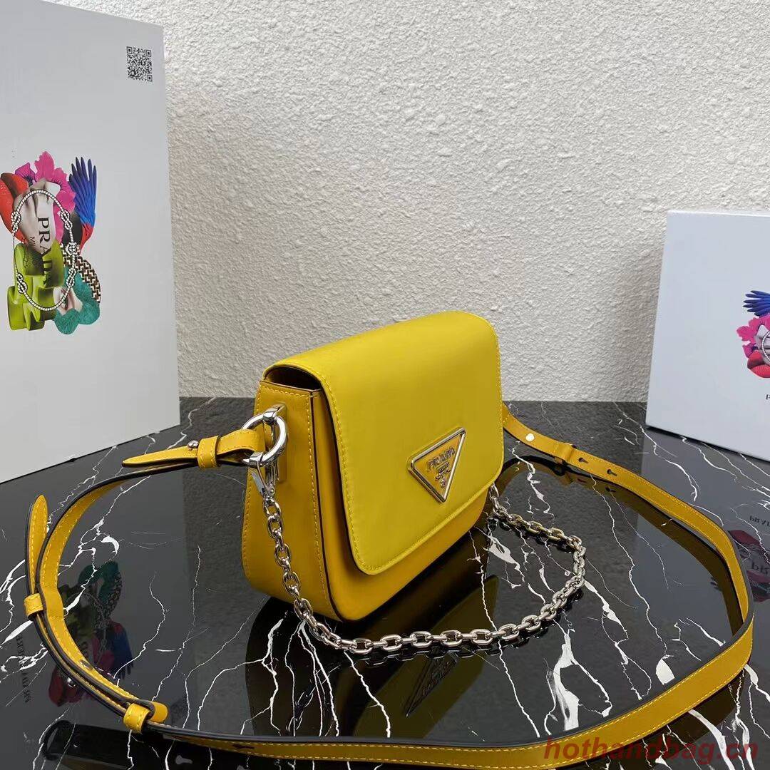 Prada Small brushed leather shoulder bag 1BA263 yellow Prada Small brushed leather shoulder bag 1BA263 yellow