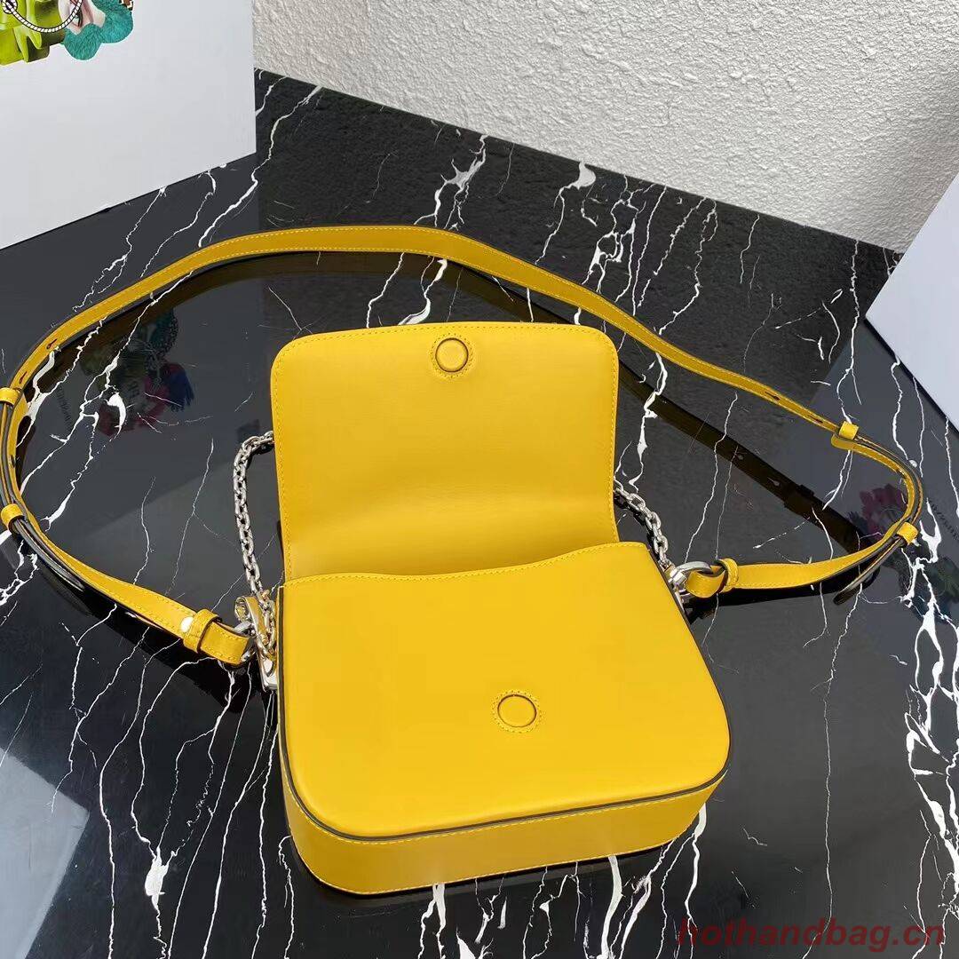 Prada Small brushed leather shoulder bag 1BA263 yellow Prada Small brushed leather shoulder bag 1BA263 yellow