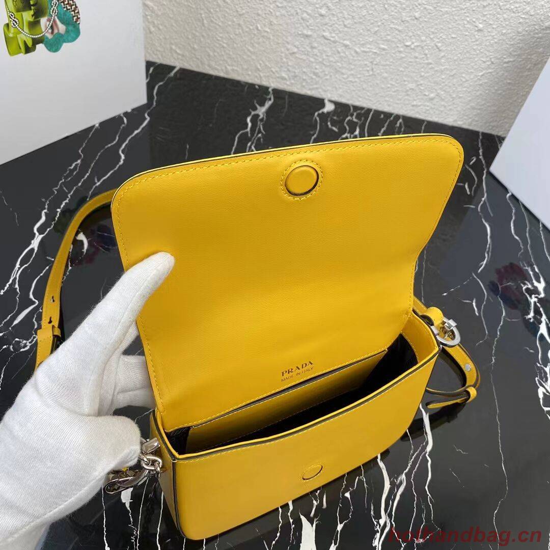 Prada Small brushed leather shoulder bag 1BA263 yellow Prada Small brushed leather shoulder bag 1BA263 yellow