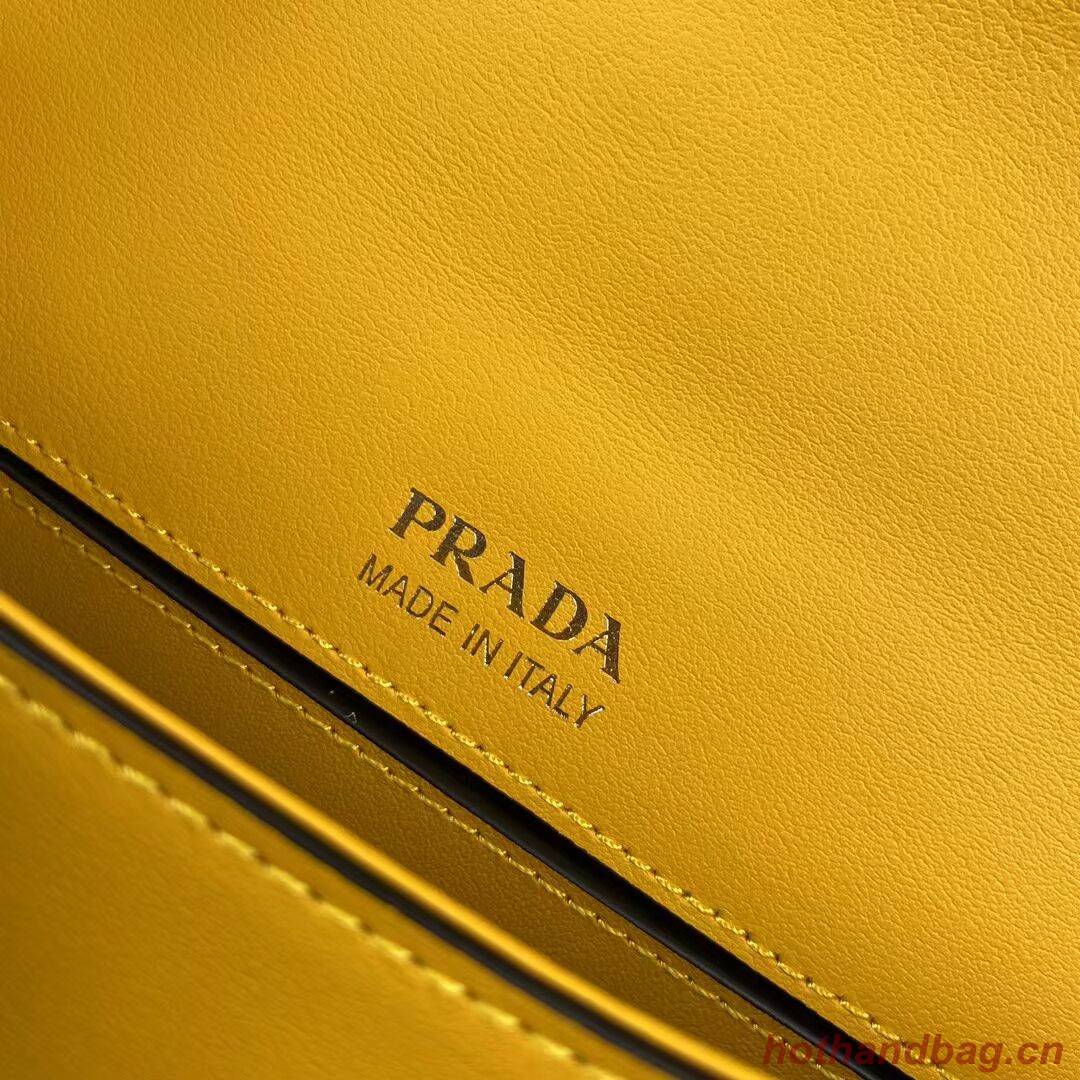 Prada Small brushed leather shoulder bag 1BA263 yellow Prada Small brushed leather shoulder bag 1BA263 yellow