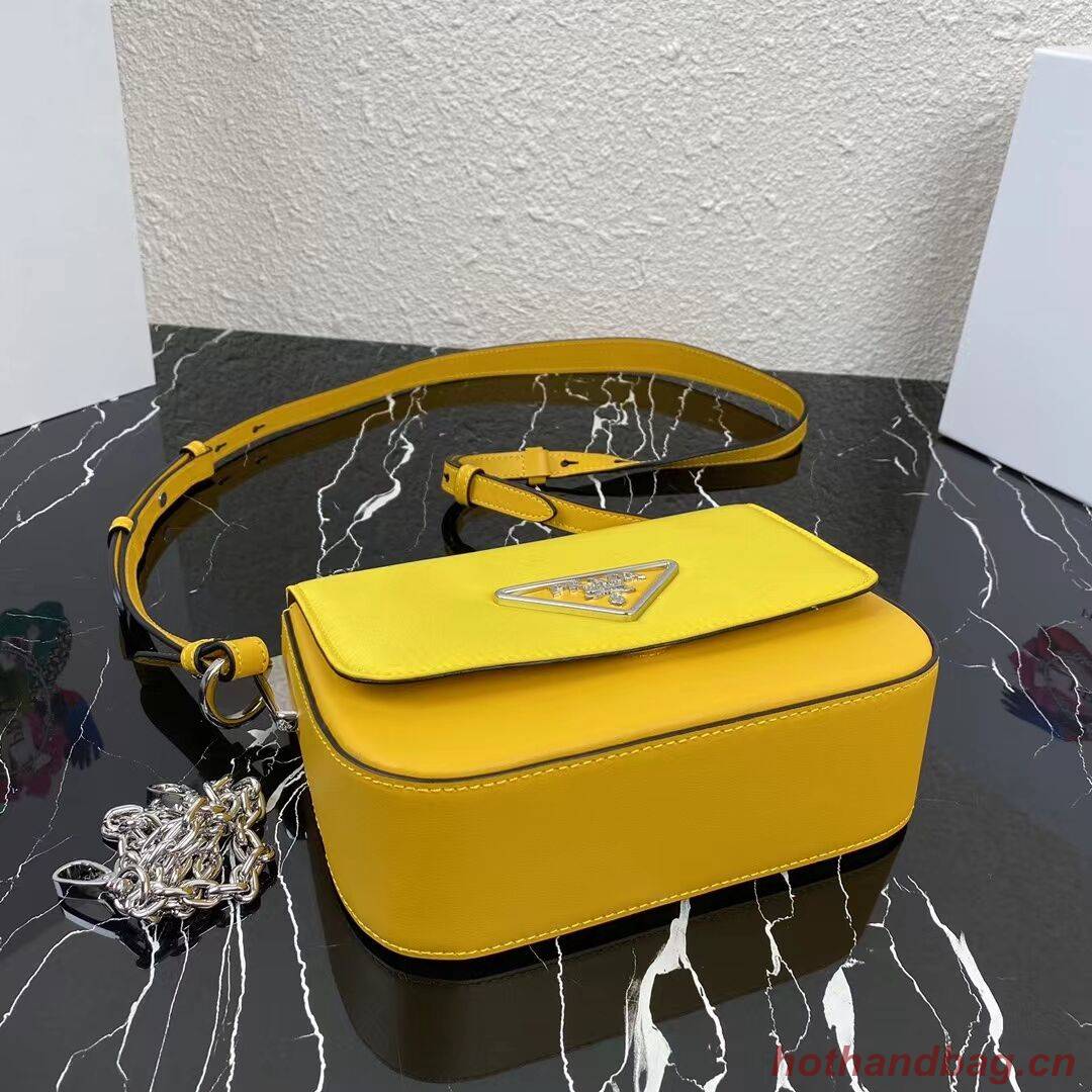 Prada Small brushed leather shoulder bag 1BA263 yellow Prada Small brushed leather shoulder bag 1BA263 yellow