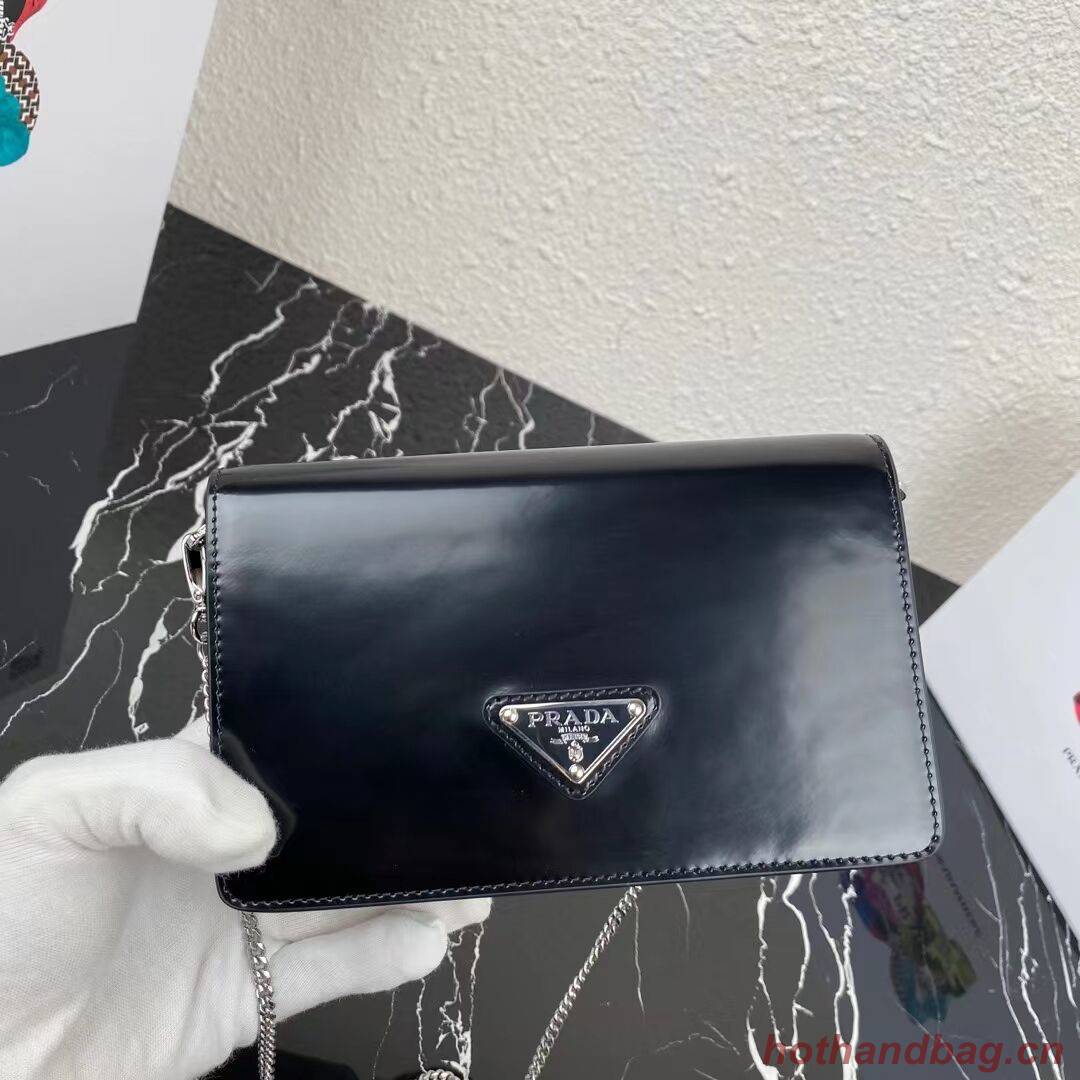 Prada Small brushed leather shoulder bag 1BH307 black Prada Small brushed leather shoulder bag 1BH307 black