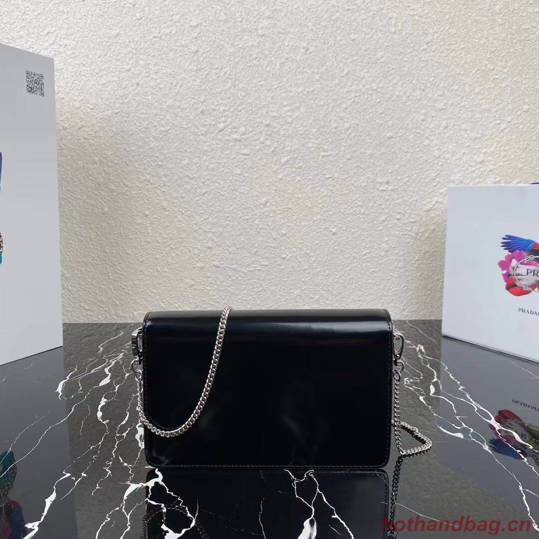 Prada Small brushed leather shoulder bag 1BH307 black Prada Small brushed leather shoulder bag 1BH307 black