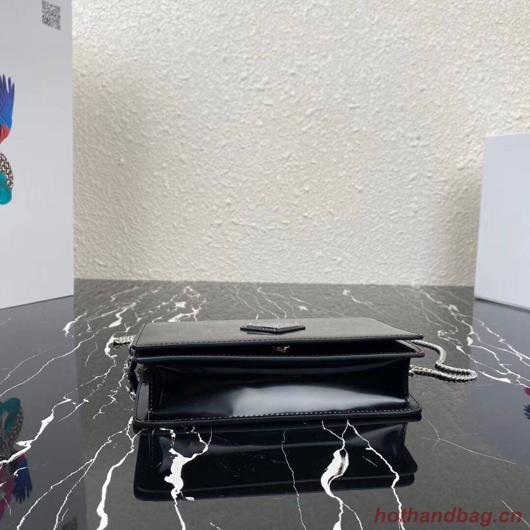 Prada Small brushed leather shoulder bag 1BH307 black Prada Small brushed leather shoulder bag 1BH307 black