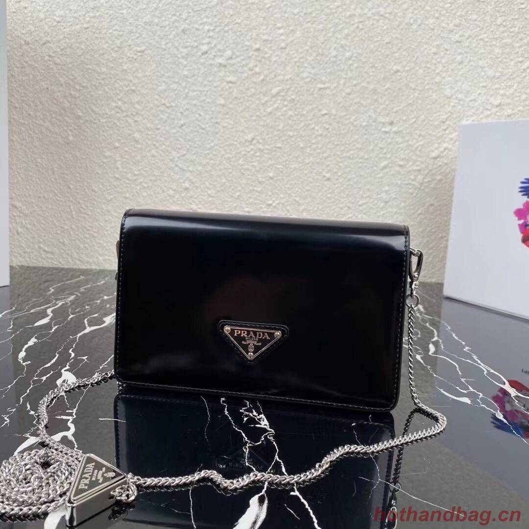 Prada Small brushed leather shoulder bag 1BH307 black Prada Small brushed leather shoulder bag 1BH307 black