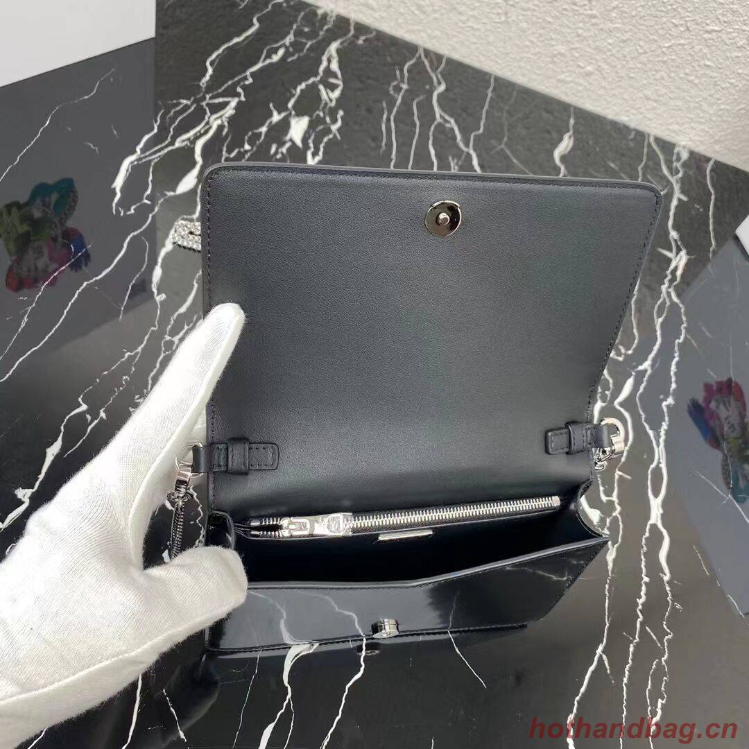 Prada Small brushed leather shoulder bag 1BH307 black Prada Small brushed leather shoulder bag 1BH307 black