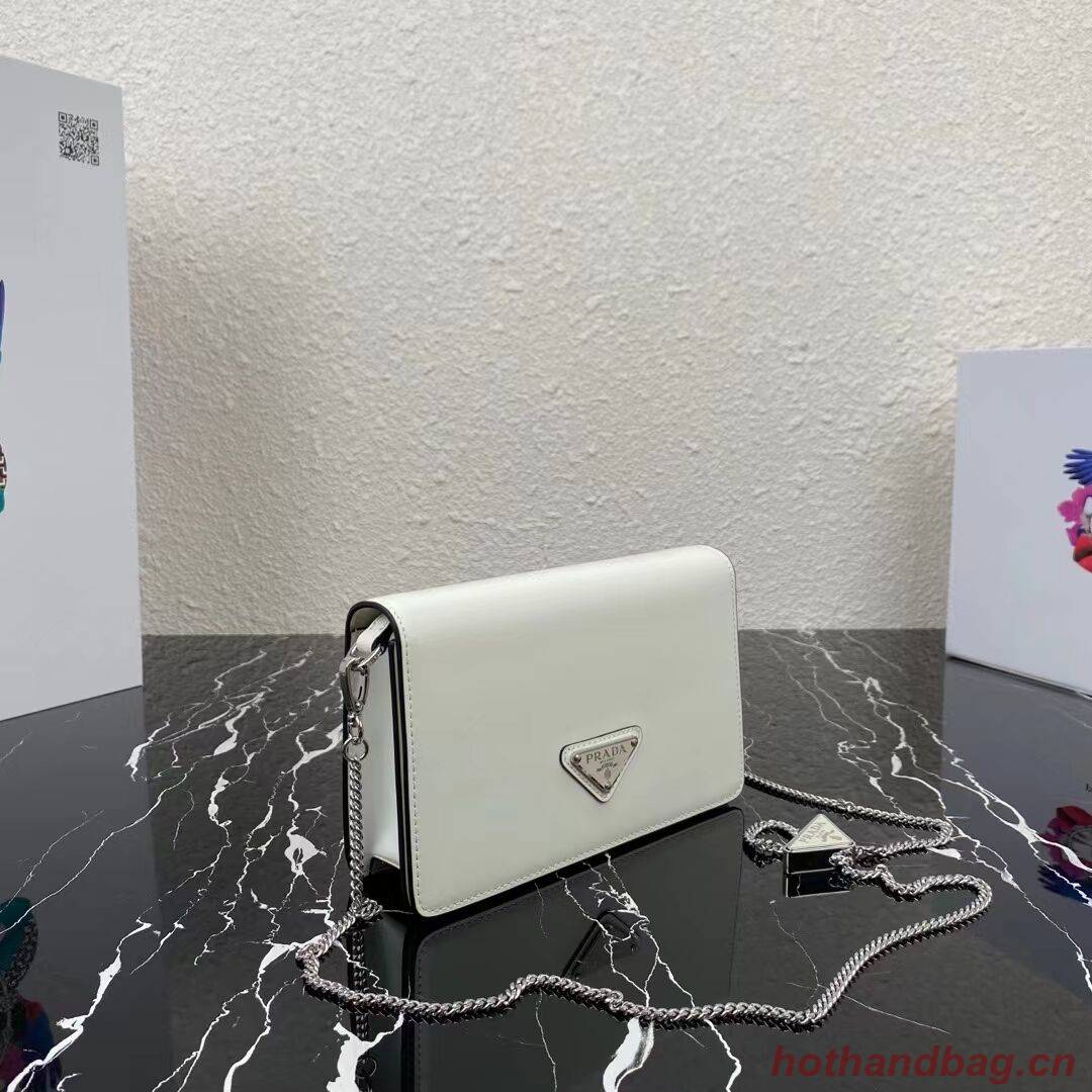 Prada Small brushed leather shoulder bag 1BH307 white Prada Small brushed leather shoulder bag 1BH307 white