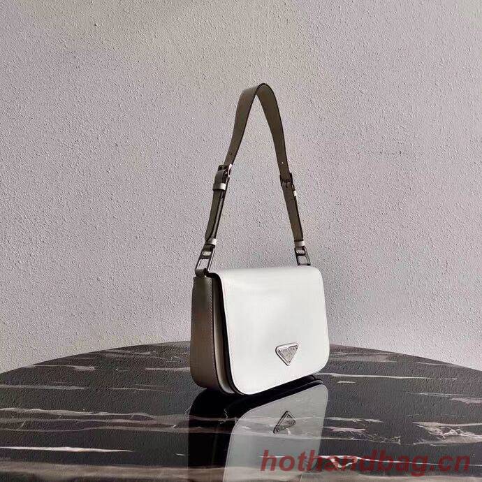 Prada Small brushed leather shoulder bag 1BH308 white Prada Small brushed leather shoulder bag 1BH308 white