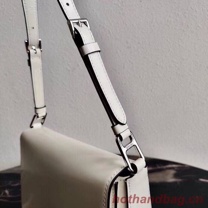 Prada Small brushed leather shoulder bag 1BH308 white Prada Small brushed leather shoulder bag 1BH308 white