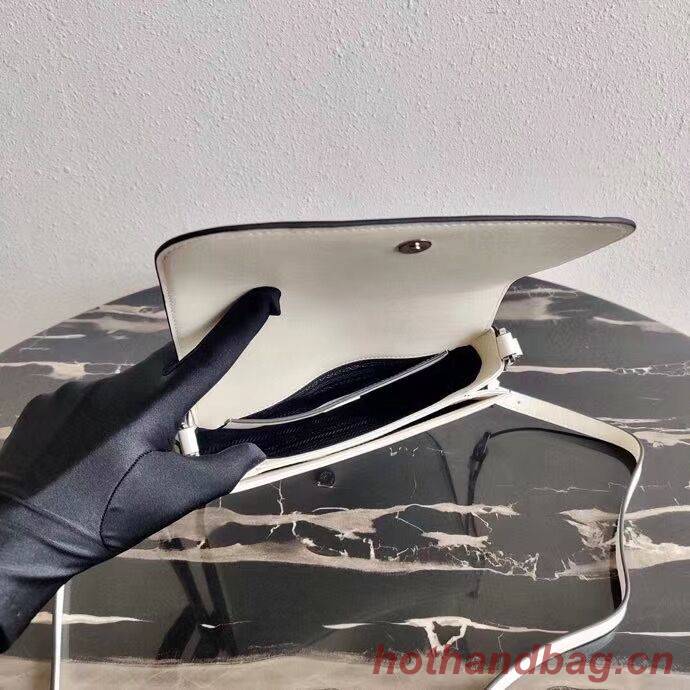 Prada Small brushed leather shoulder bag 1BH308 white Prada Small brushed leather shoulder bag 1BH308 white