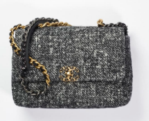 Chanel 19 flap bag Tweed AS1160 black Chanel 19 flap bag Tweed AS1160 black