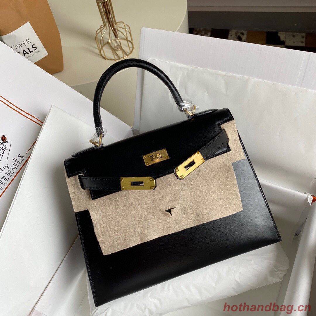Hermes Kelly 28cm Shoulder Bags Smooth Leather KL28 Black Hermes Kelly 28cm Shoulder Bags Smooth Leather KL28 Black