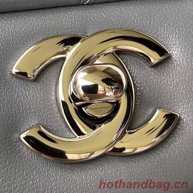 chanel classic handbag Lambskin & silver Metal A01112 dark grey