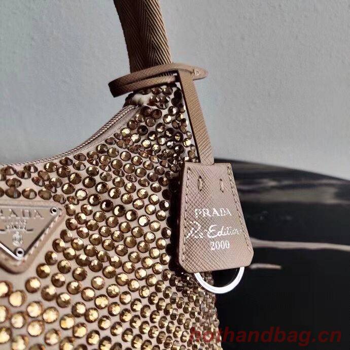 Prada Satin mini-bag with artificial crystals 1BE515 Biscuits Prada Satin mini-bag with artificial crystals 1BE515 Biscuits