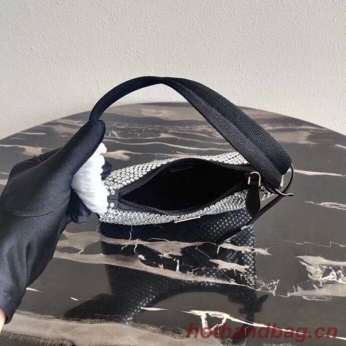Prada Satin mini-bag with artificial crystals 1BE515Z black Prada Satin mini-bag with artificial crystals 1BE515Z black