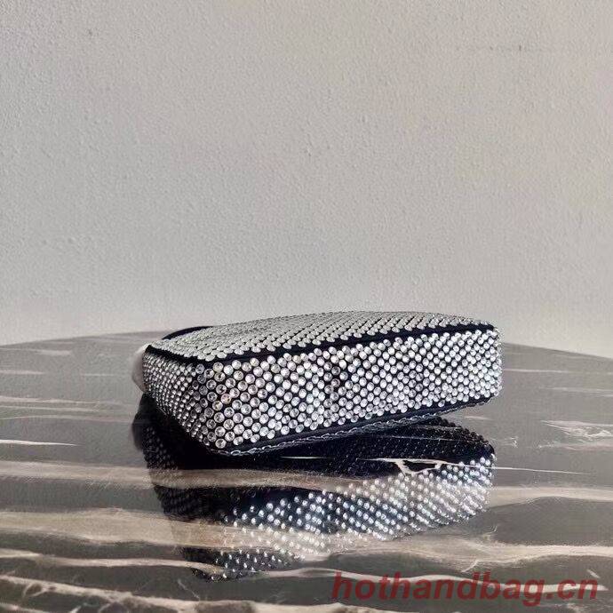 Prada Satin mini-bag with artificial crystals 1BE515Z black Prada Satin mini-bag with artificial crystals 1BE515Z black