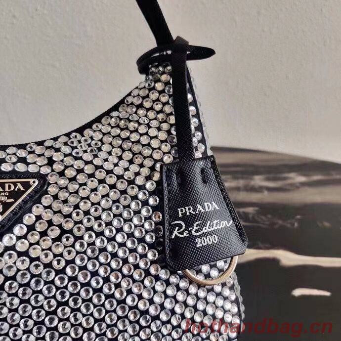Prada Satin mini-bag with artificial crystals 1BE515Z black Prada Satin mini-bag with artificial crystals 1BE515Z black