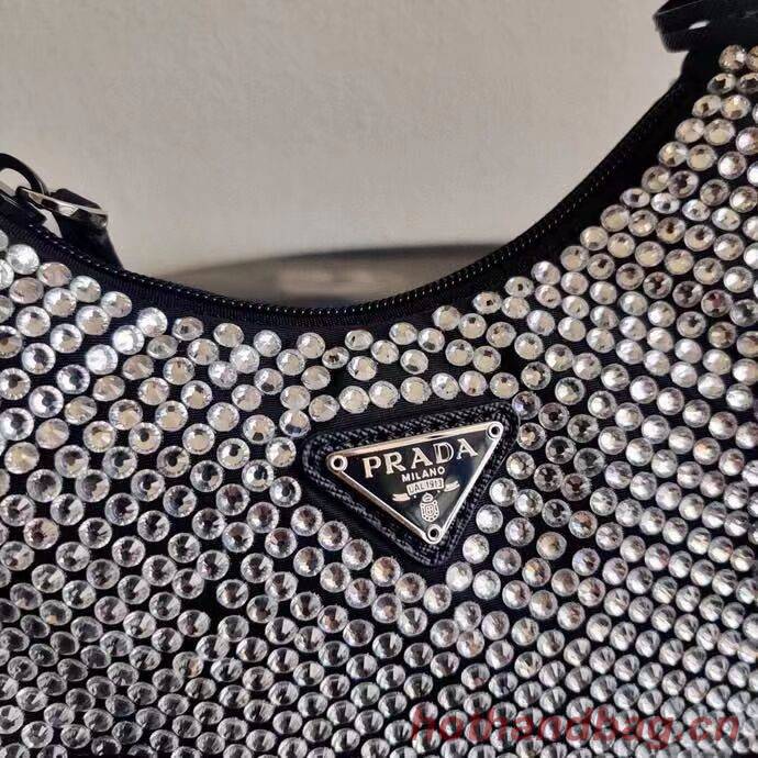 Prada Satin mini-bag with artificial crystals 1BE515Z black Prada Satin mini-bag with artificial crystals 1BE515Z black